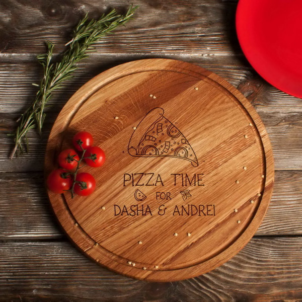 Доска для нарезки "Pizza time" 35 см именная, фото 1, цена 580 грн